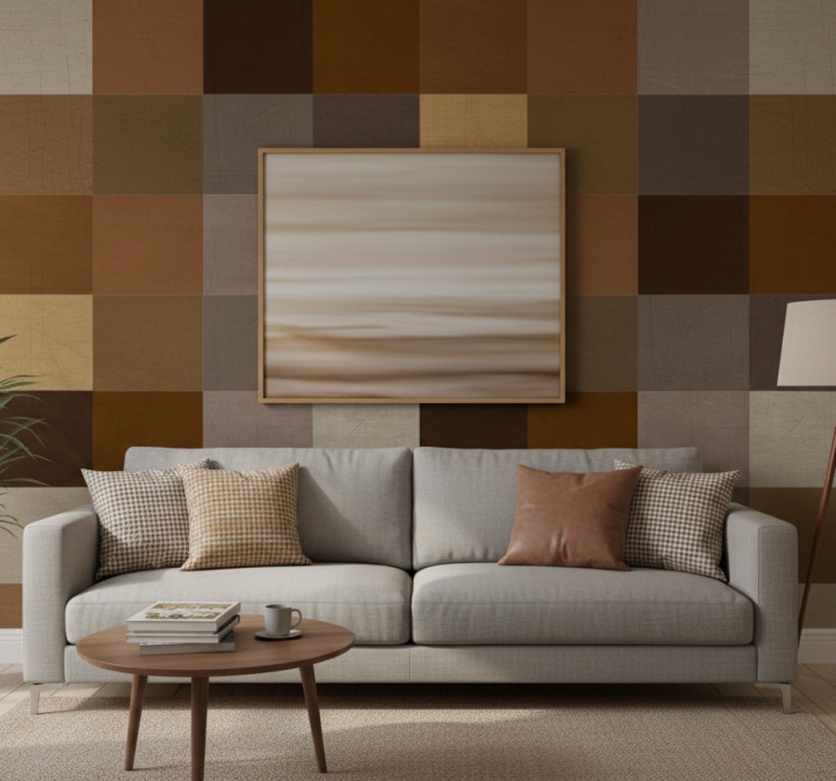 Fondtapet vardagsrum patchworkmönster yta - Tenstickers