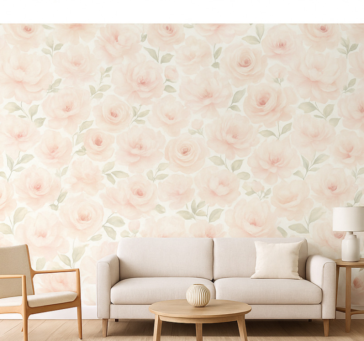 Fondtapet vardagsrum pink peony vintage - Tenstickers