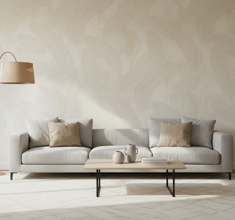 Fondtapet vardagsrum pr präglad fjäder - Tenstickers