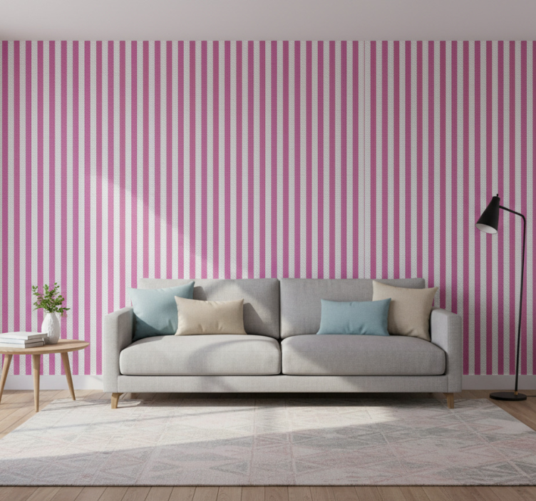 Fondtapet vardagsrum randig bordyta - Tenstickers