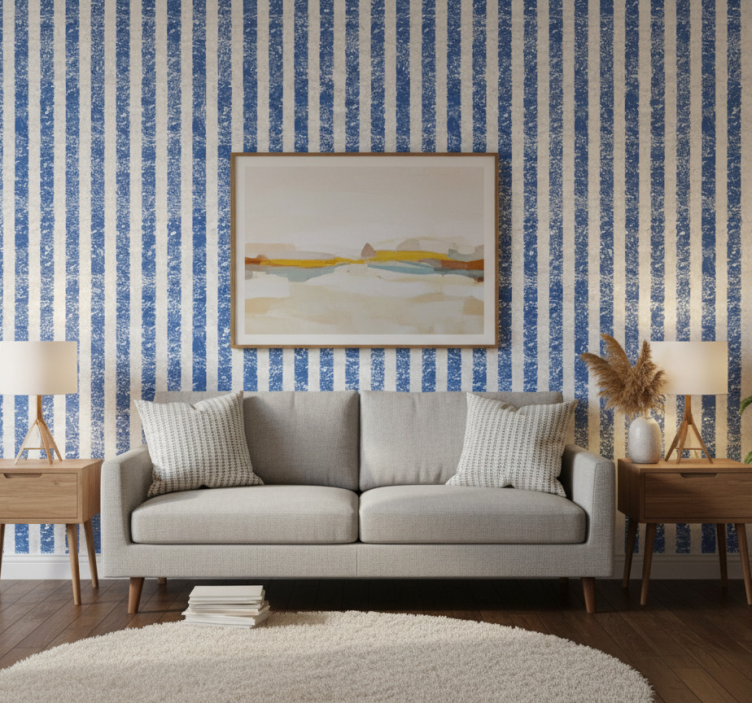 Fondtapet vardagsrum randig ytmönster - Tenstickers