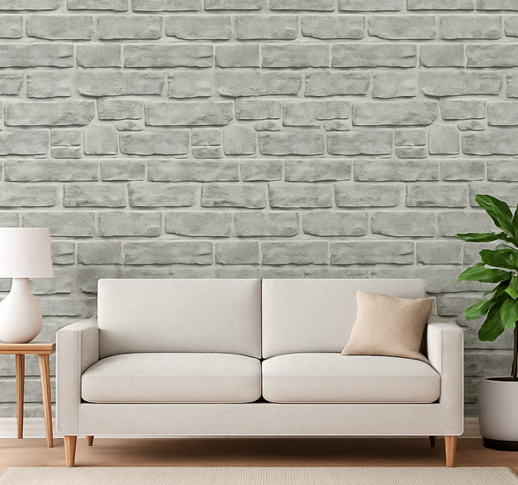 Fondtapet vardagsrum realistiska gråstens effekter - Tenstickers