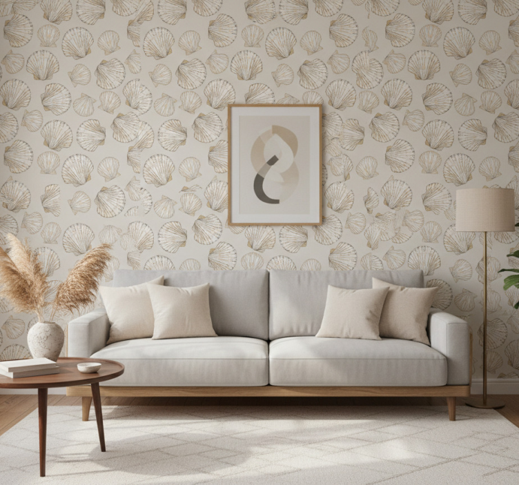 Fondtapet vardagsrum snäckmönster - Tenstickers