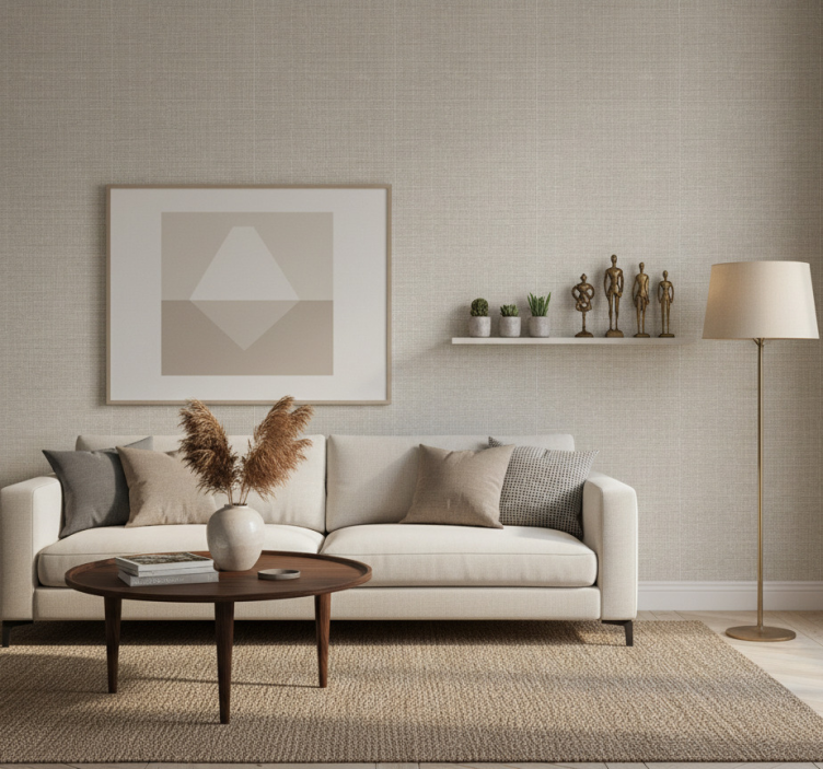 Fondtapet vardagsrum snygg neutral textur - Tenstickers