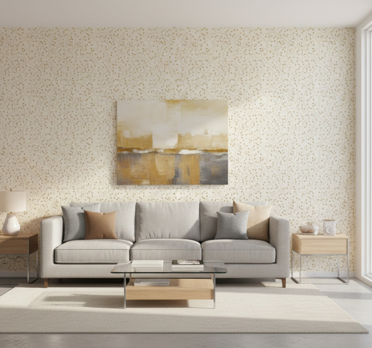 Fondtapet vardagsrum solstråle geometri - Tenstickers