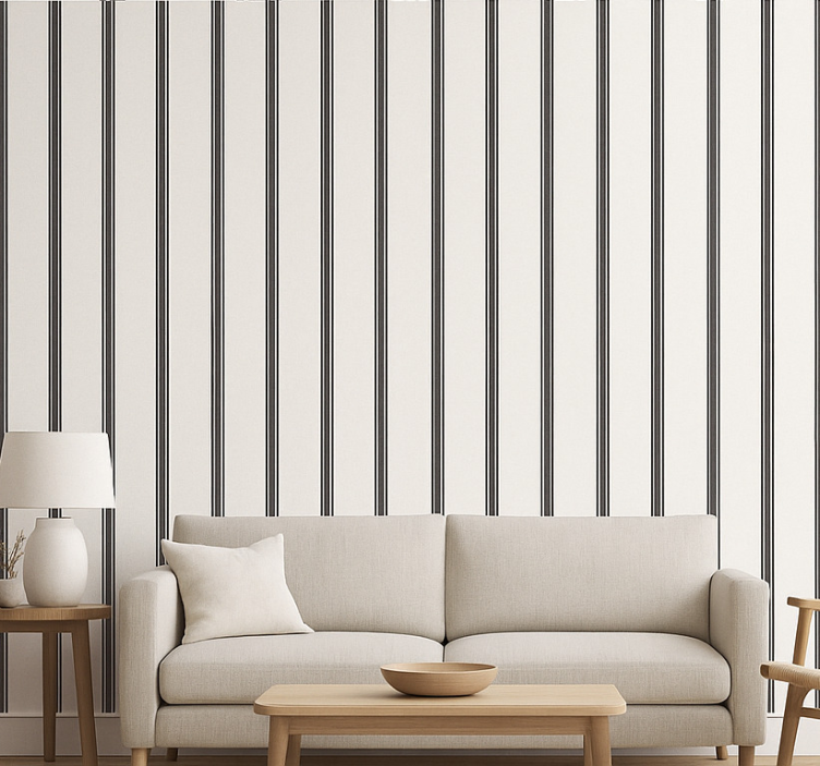 Fondtapet vardagsrum svart rand - Tenstickers