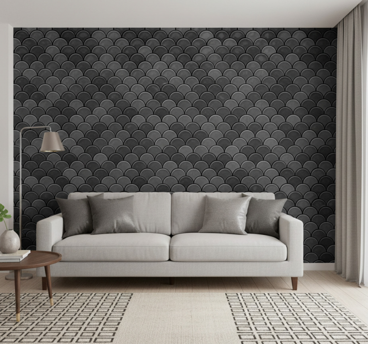 Fondtapet vardagsrum svarta fjäll - Tenstickers