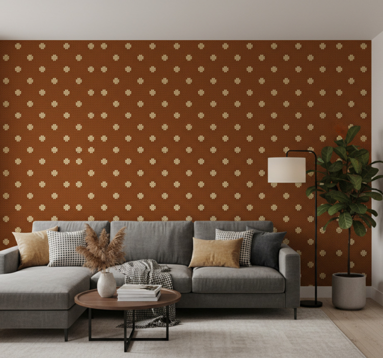 Fondtapet vardagsrum texturerat prickmönster - Tenstickers