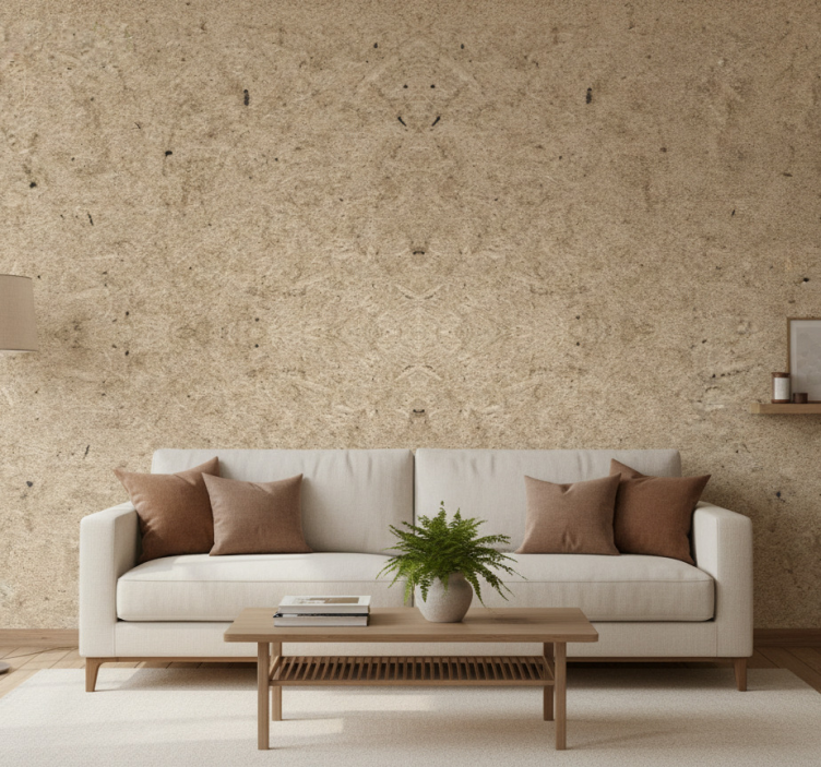 Fondtapet vardagsrum trä korktavla effekt - Tenstickers