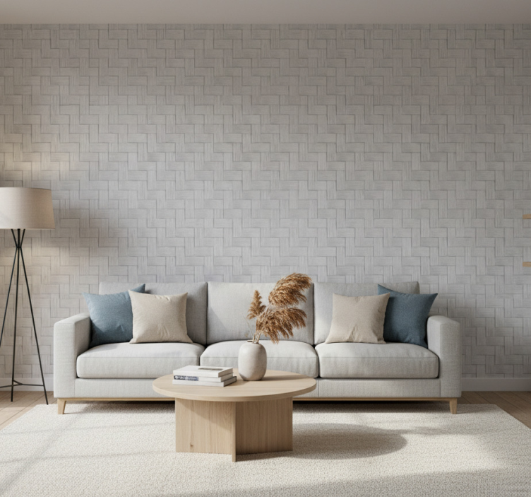 Fondtapet vardagsrum vävd grå textur - Tenstickers