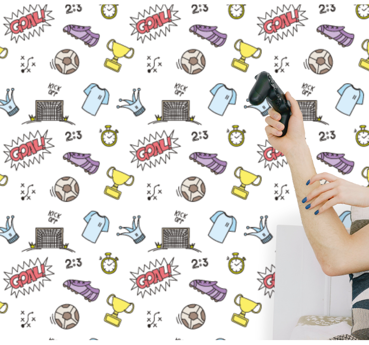 Fotboll utmärkelser mönster tonåring sovrum tapet - Tenstickers