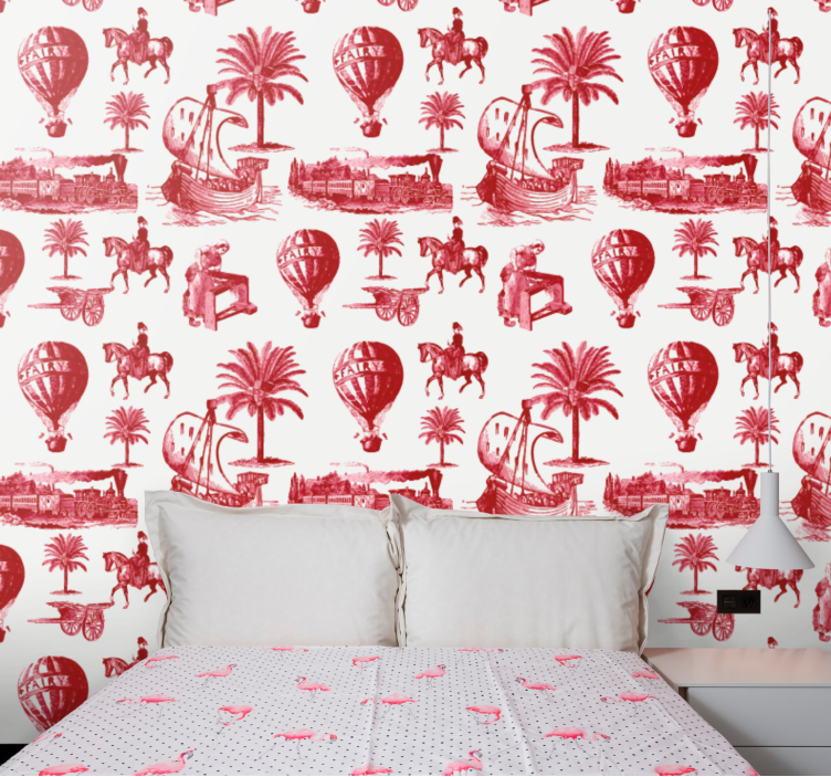 Fransk vintage mönster i blå tapet - Tenstickers