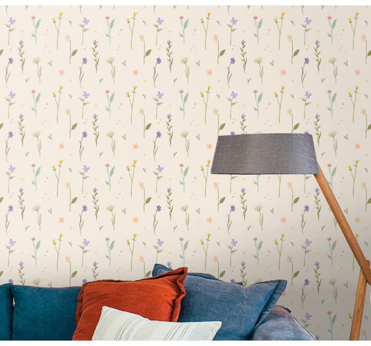 Färsk minimalistisk stil blommig tapet - Tenstickers