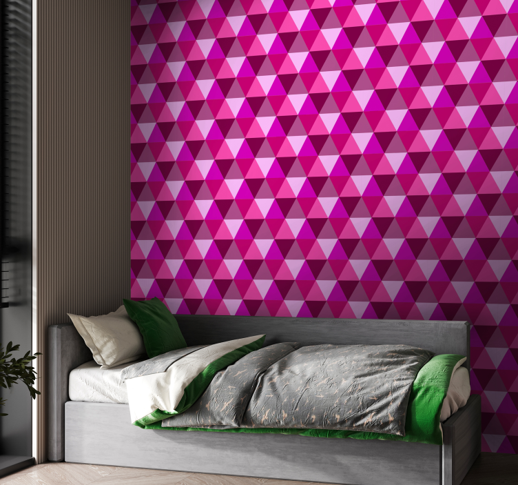 Fuchsia geometrisk rosa tapet - Tenstickers