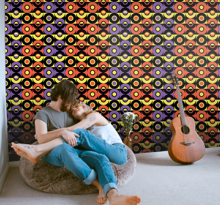 Galna retro cirklar modern tapet - Tenstickers