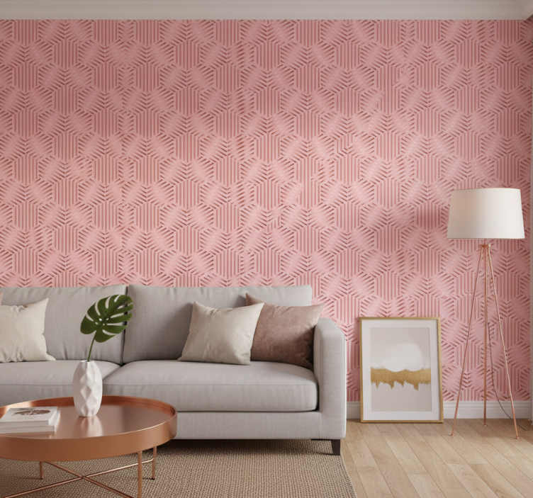 Geometrisk arrangemang fondtapet vardagsrum - Tenstickers