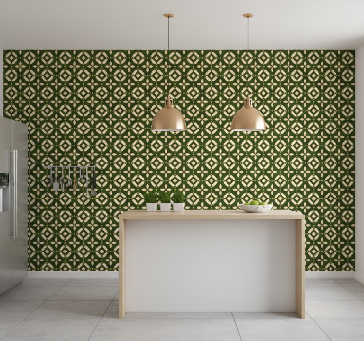 Geometrisk ornamentering tapet kök - Tenstickers