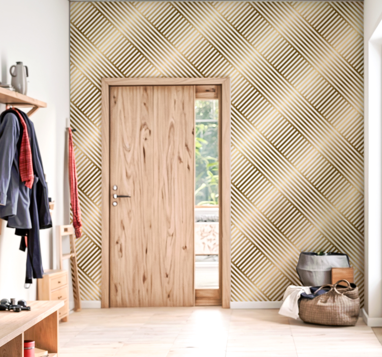 Geometriska guldlinjer Biljetter tapet - Tenstickers