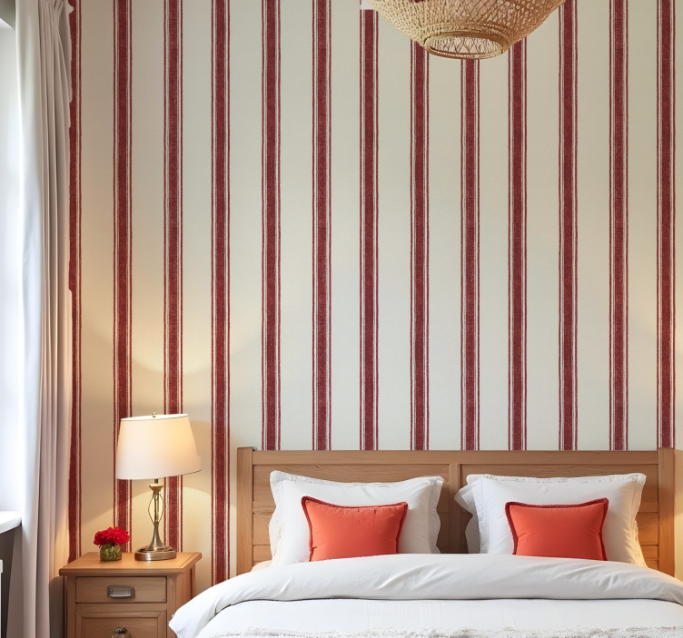 Geometriska tapeter vertikala linjer röda - Tenstickers