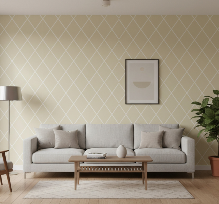 Geometriskt diagonalmönster fondtapet vardagsrum - Tenstickers