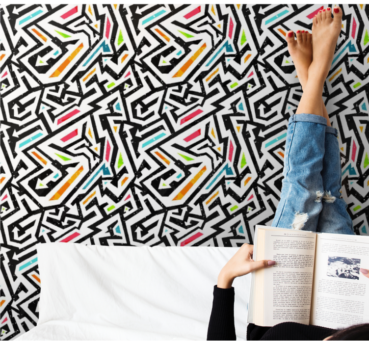 Geometriskt kaos abstrakt tapet - Tenstickers