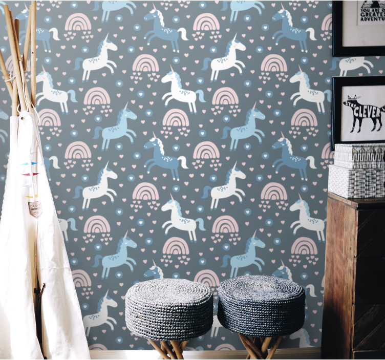 Giraff regnbågar motiv Dyr tapet - Tenstickers