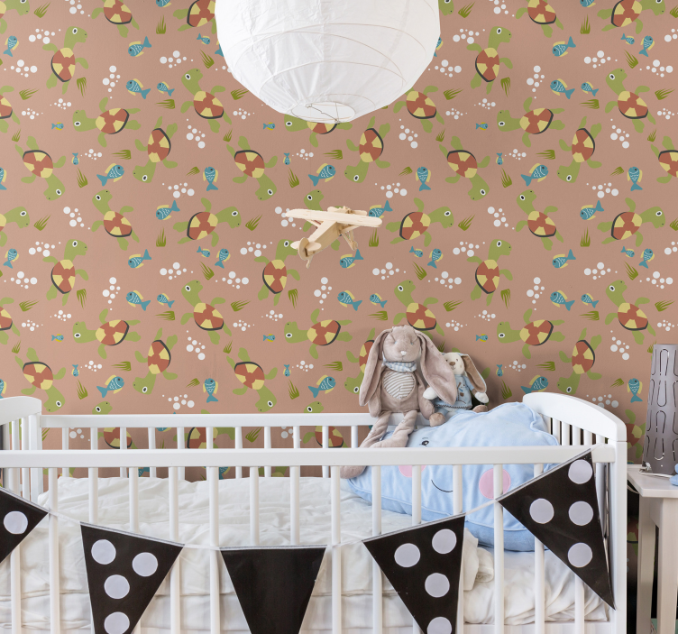 Glada sköldpaddor som simmar barnens tapeter - Tenstickers