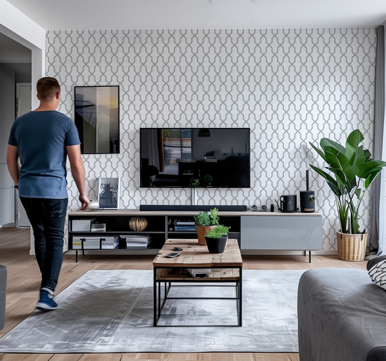 Grå harmoni geometriska tapeter - Tenstickers