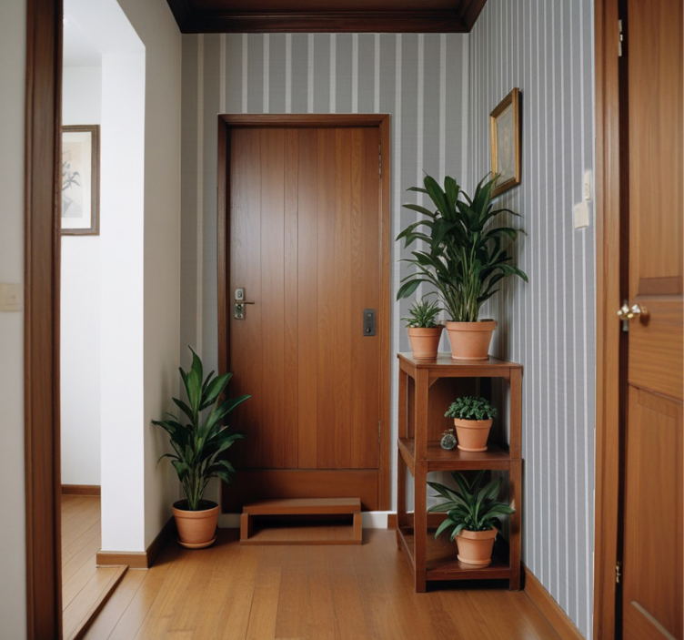 Grå ränder tapet korridor - Tenstickers