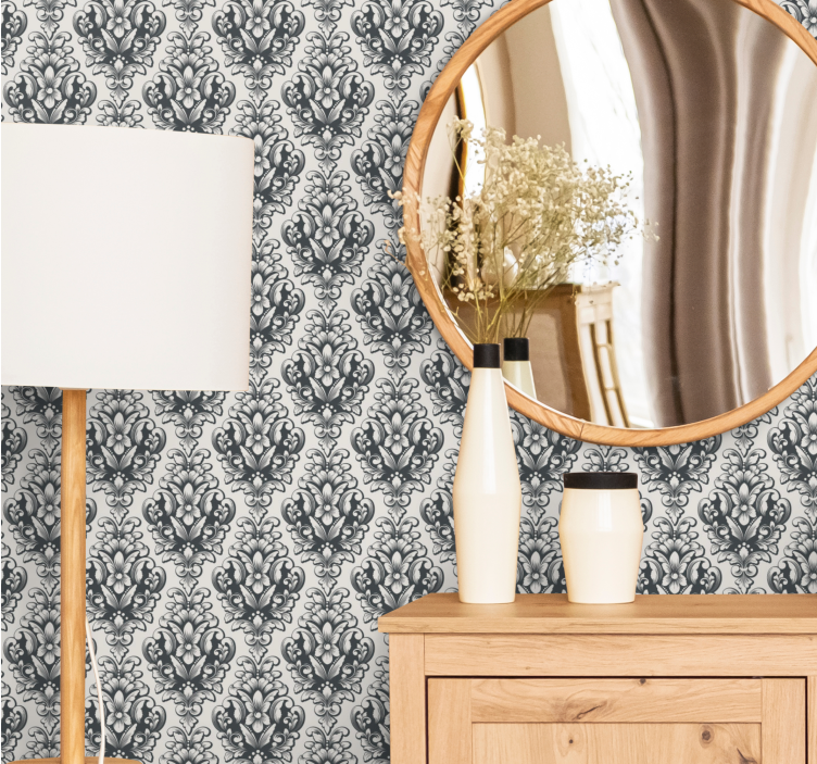 Graciösa botaniska former Barock tapet - Tenstickers