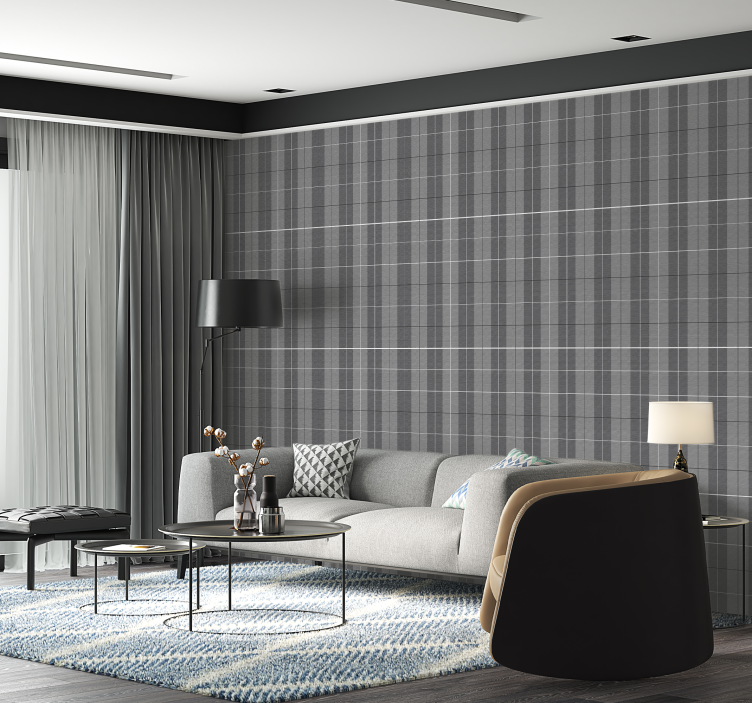 Grått skotskt mönster Tapet fyrkanter - Tenstickers