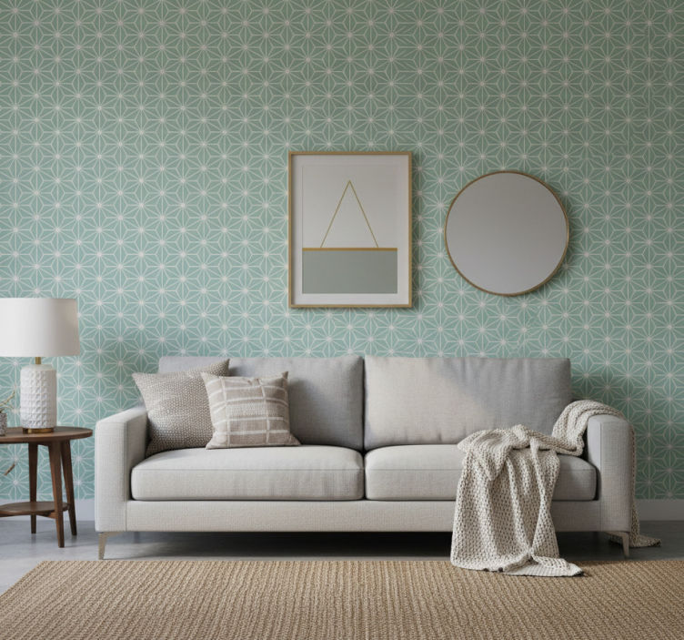 Grön stjärnexplosion tapet geometriska former - Tenstickers