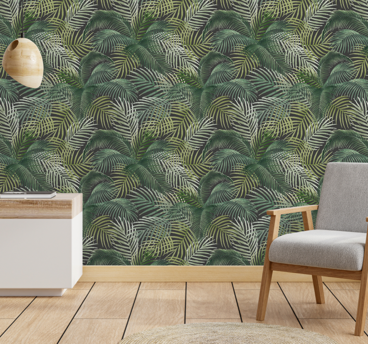 Gröna palmblad blad tapeter - Tenstickers