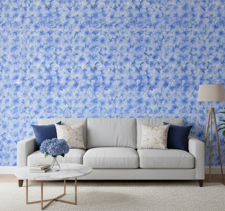 Hydrangea petals mönster fondtapet vardagsrum - Tenstickers