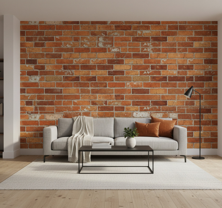 Industriell tapet orange tegelmönster b079mnwqfc - Tenstickers