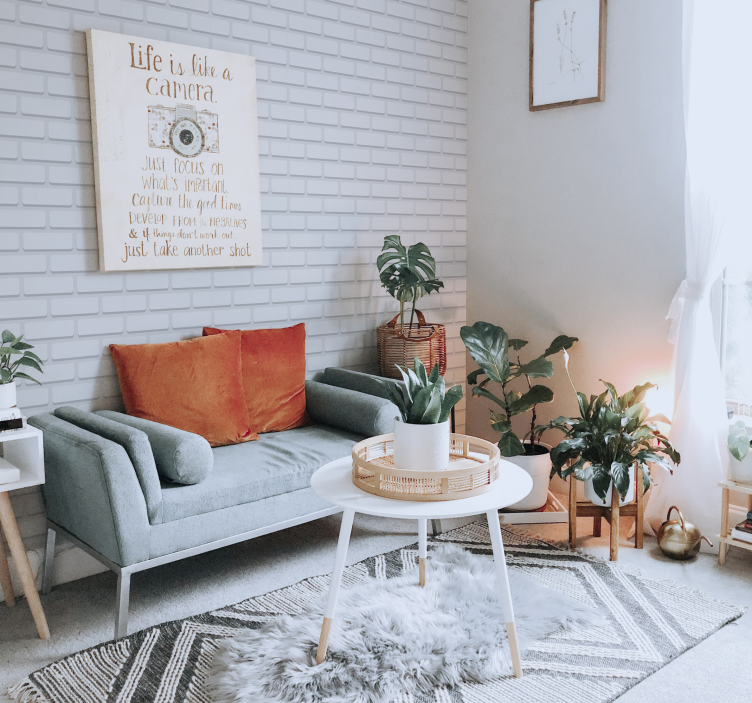 Vita realistiska tegelstenar fondtapet vardagsrum - Tenstickers