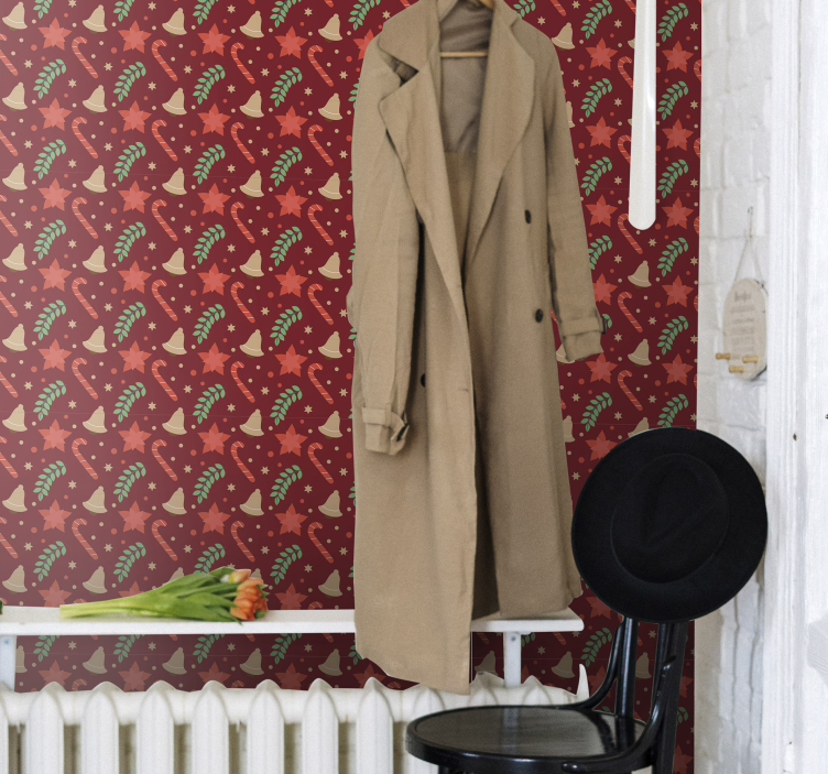 Jul godis mönster röd hall tapeter - Tenstickers