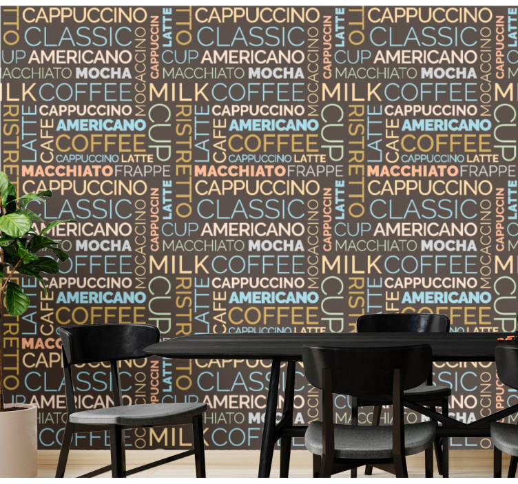 Kaffe text mönster modern tapet - Tenstickers