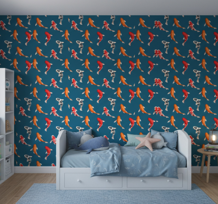 Koi fish pattern barn tapet - Tenstickers