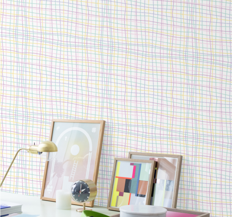 Kontrollerat rutnätslayout tapet geometriska former - Tenstickers