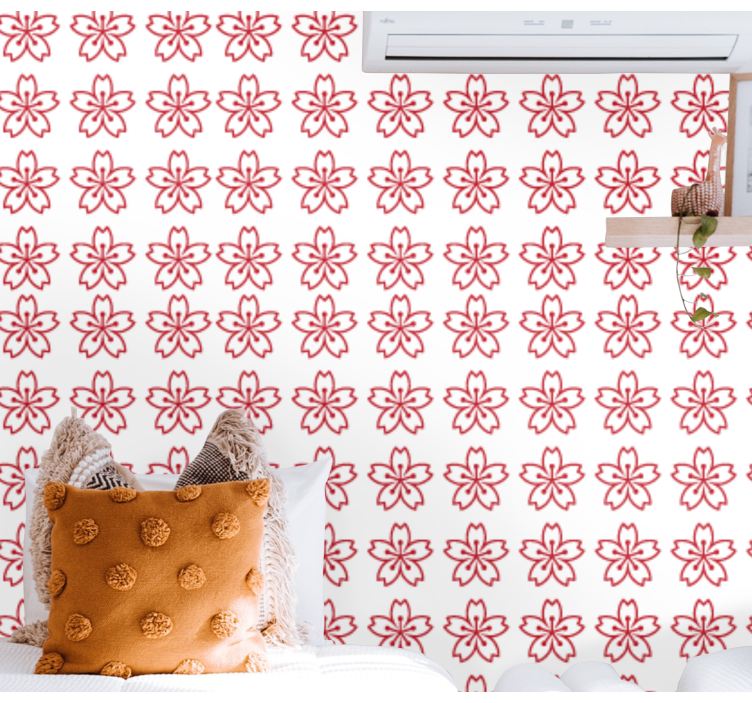 Koreanska röda blommor tapeter - Tenstickers