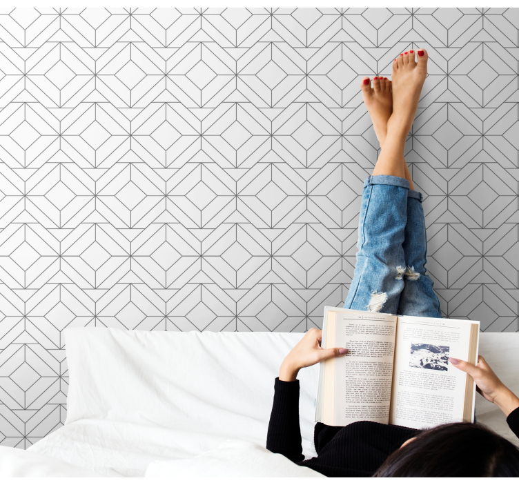 Kubiskt mönster tapet geometriska former - Tenstickers