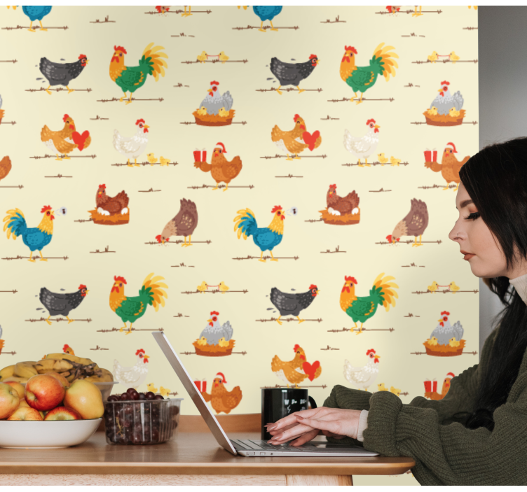 Kyckling seriefigurer mönster tapet - Tenstickers