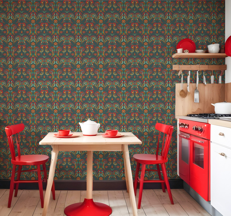 Kycklingar mönster kinesiska kök tapeter - Tenstickers