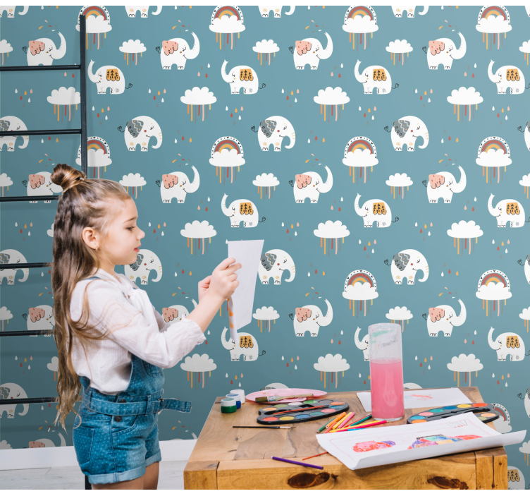 Lekfull elefantparad elefant tapet - Tenstickers