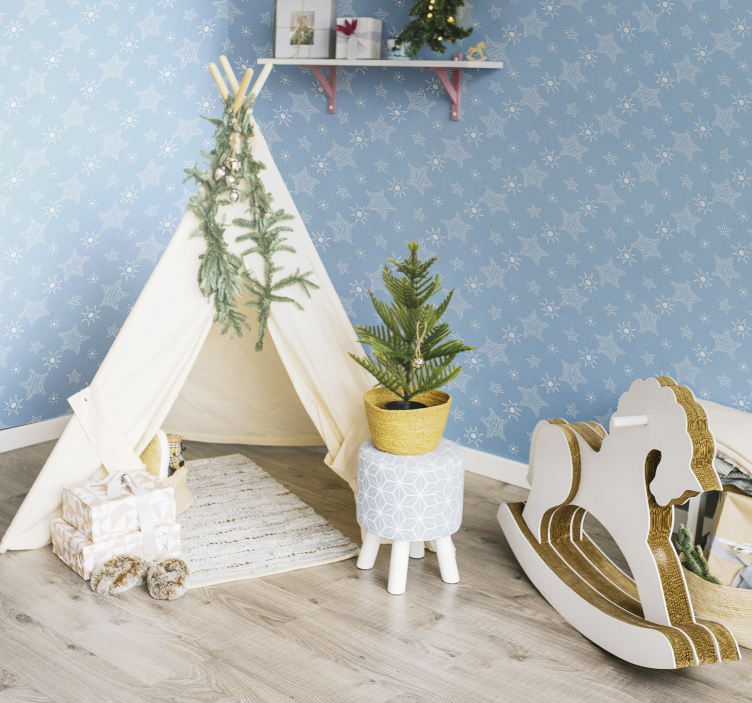 Blått barnmönster tapet stjärnor - Tenstickers