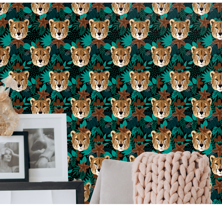 Leopard i tropiska blommor djur tapeter - Tenstickers