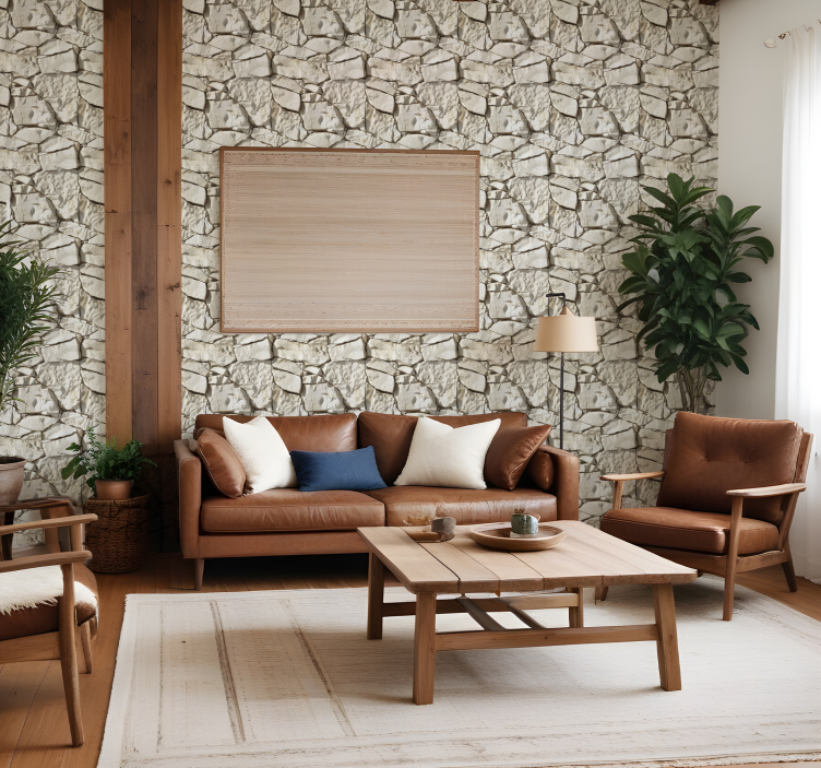 Ljusbeige Tapet stenar - Tenstickers