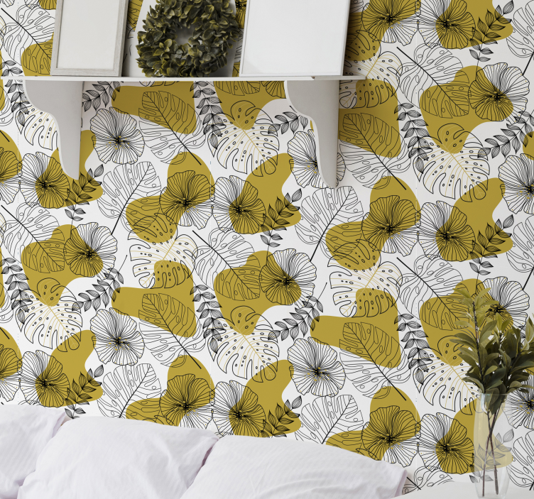 Monstera lövmönster Tapet blad - Tenstickers