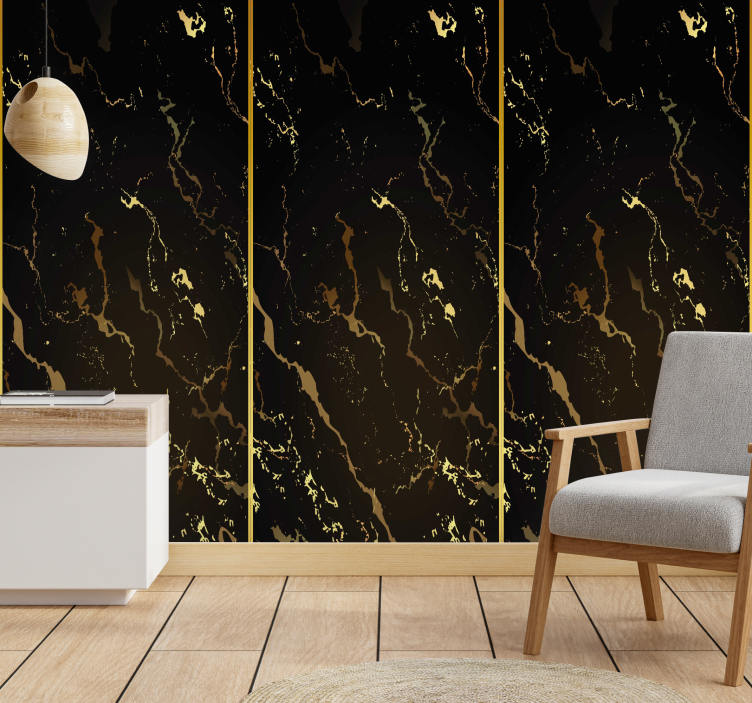 Marmor textur svart guld modern tapet - Tenstickers
